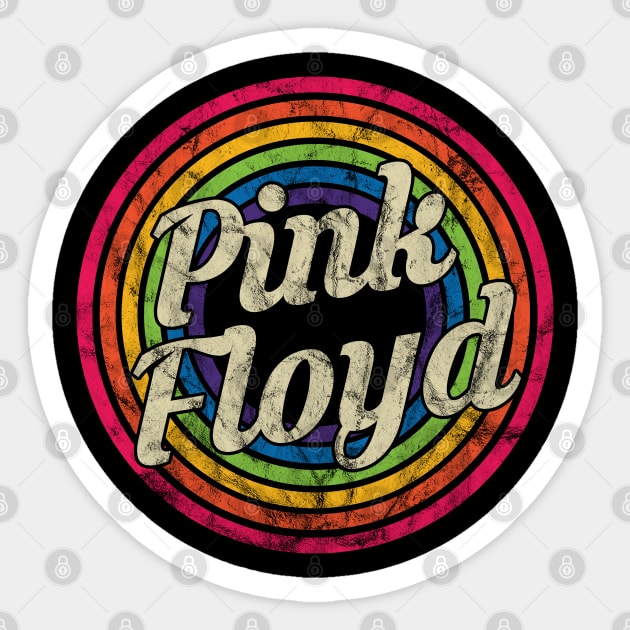 Pink Floyd - Retro Rainbow Faded-Style Sticker by MaydenArt
